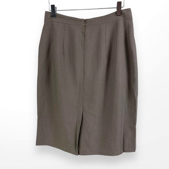 90s Tahari Vintage Taupe Brown Wool Two Piece Skirt Suit Set - Picture 8 of 14